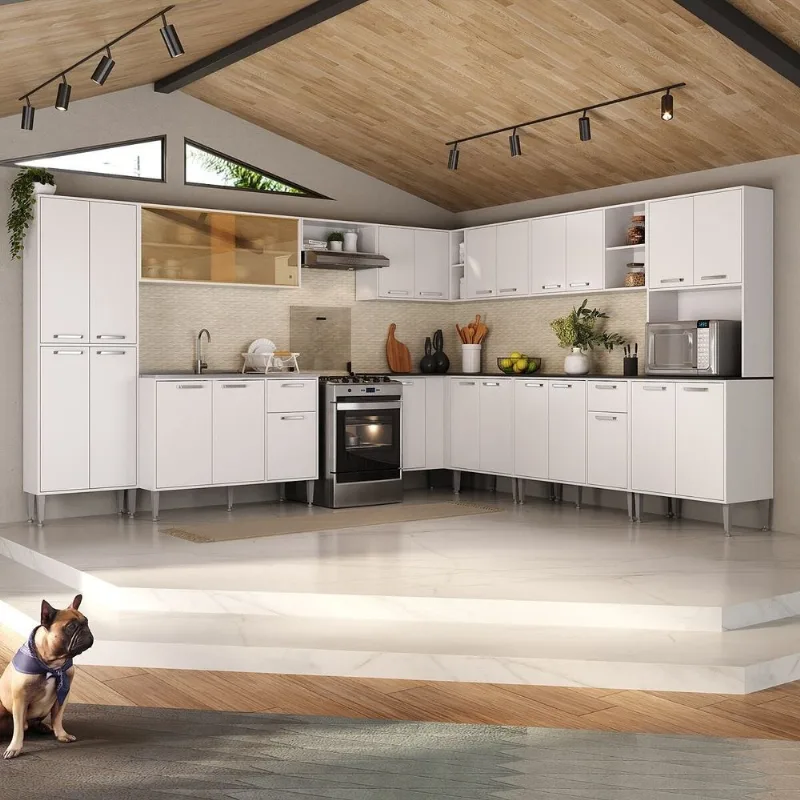 Armário de Cozinha Completa Modulada 11 Pçs Siena Multimóveis MP2241 Branco - Multimóveis