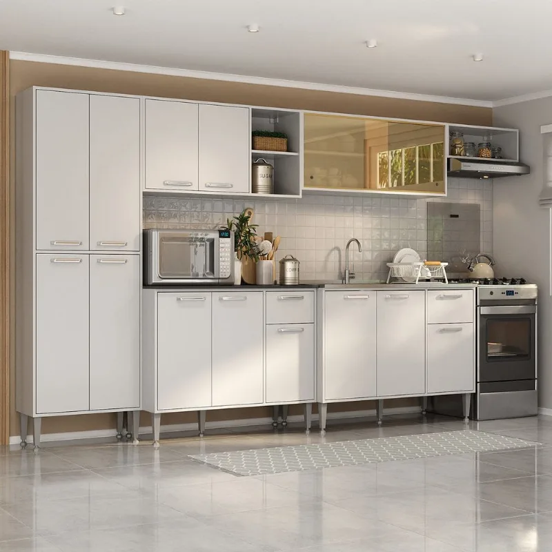 Armário de Cozinha Completa 6 Pçs com Balcão Gabiente Siena Multimóveis MP2243 Branco