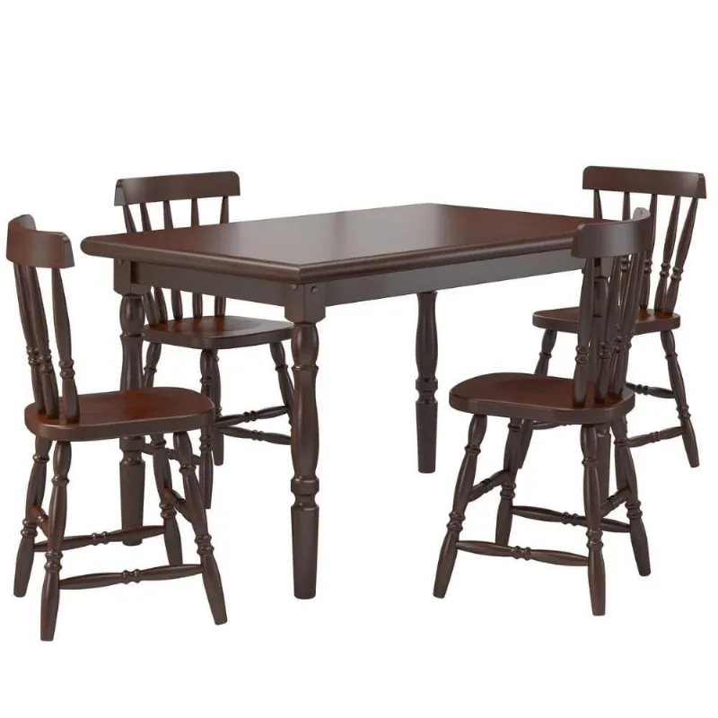 Conjunto Mesa De Jantar 125cm Com 4 Cadeiras Multimóveis Cr50083 Castanho Castanho - Multimóveis