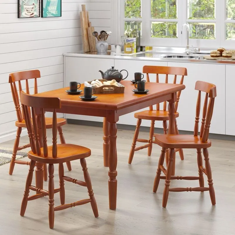 Conjunto Mesa de Jantar 125cm com 4 Cadeiras Multimóveis CR50083 Mel