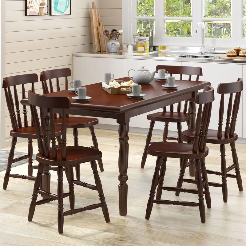 Conjunto Mesa de Jantar 160cm com 6 Cadeiras Multimóveis CR50085 Castanho
