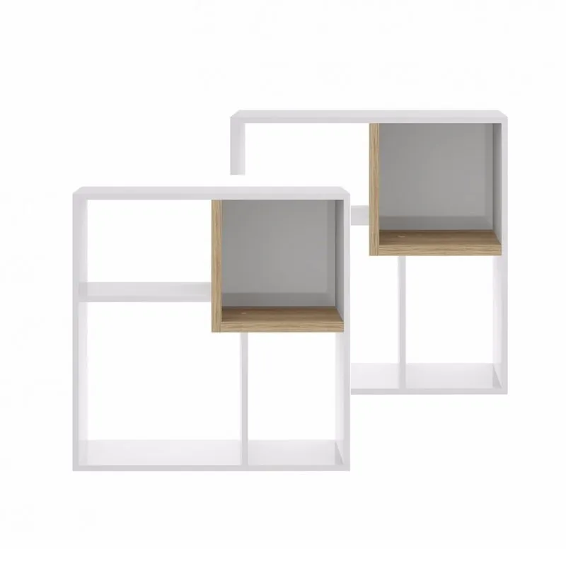 Kit com 2 Nichos com Prateleiras Multiuso Multimóveis Branco Brilho