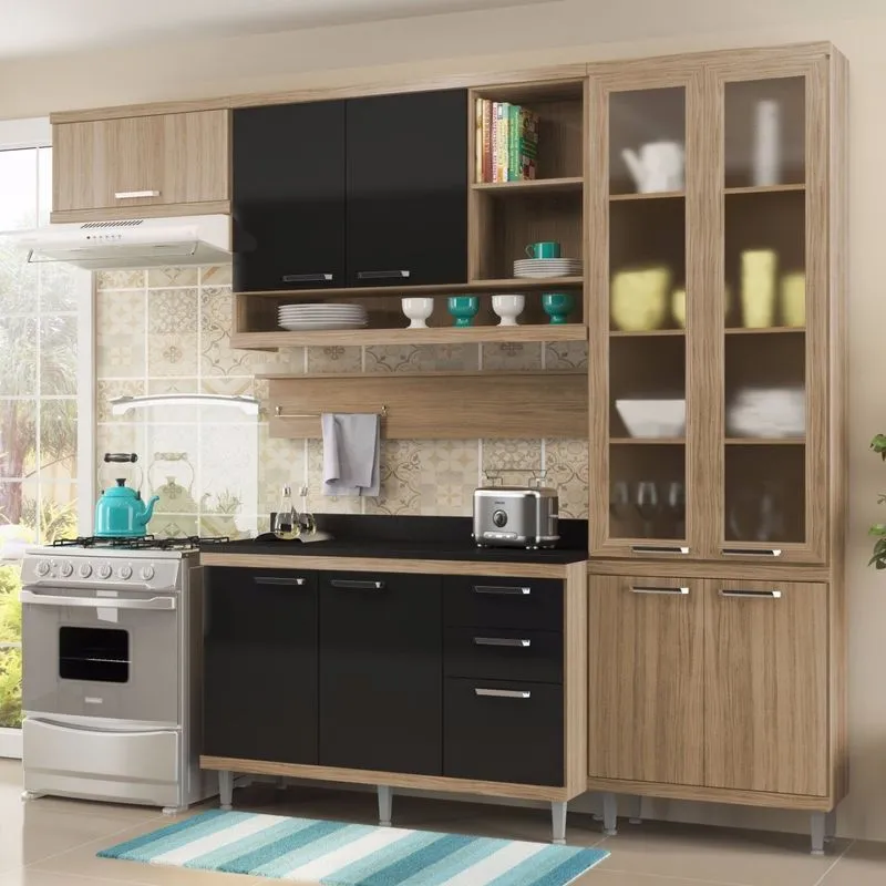 Cozinha Completa 6 Peças Sicília S9T Multimóveis Argila/Preto