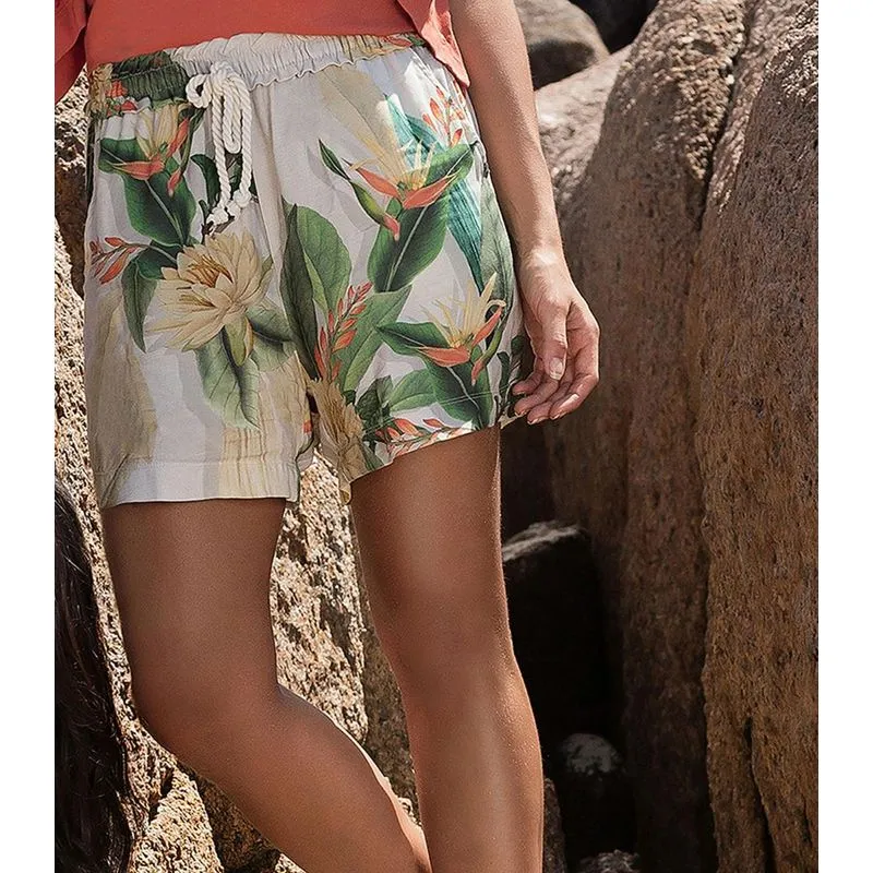 Shorts Estampado Feminino Endless Bege M