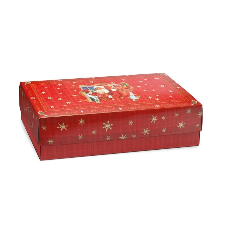 Caixa De Presente Retangular Box 39,5cmx28,5cmx9cm Cromus Gg Natal Crença Natalina Com 10 Unidades
