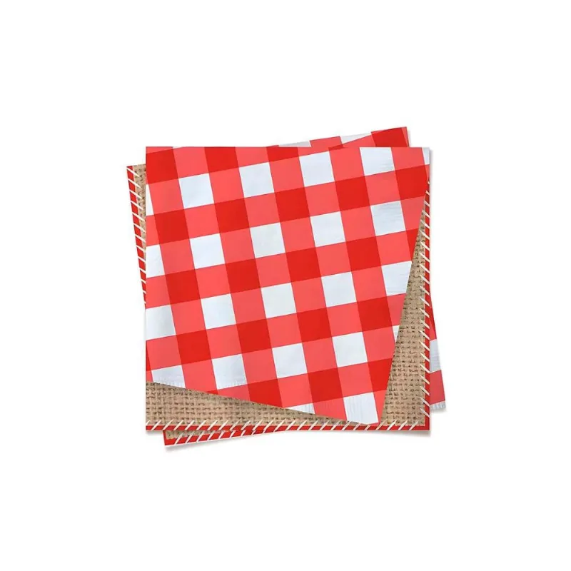 Guardanapo de Festa Junina Xadrez Vermelho em Papel Decoração de Mesa