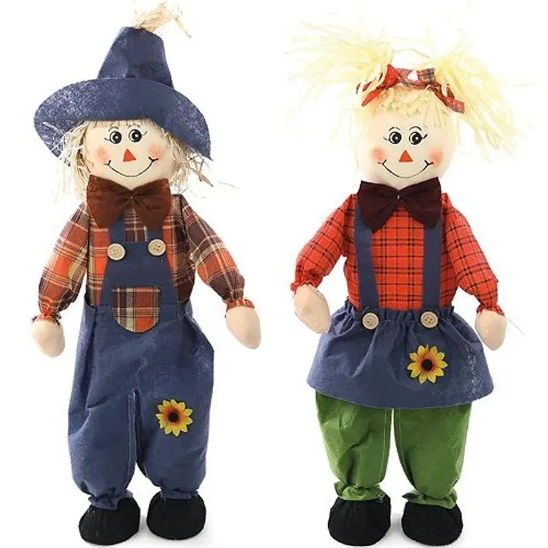 Kit Boneco Espantalho Decorativo Para Festa Junina - Januário E Lindinha 53cm - 2 Un
