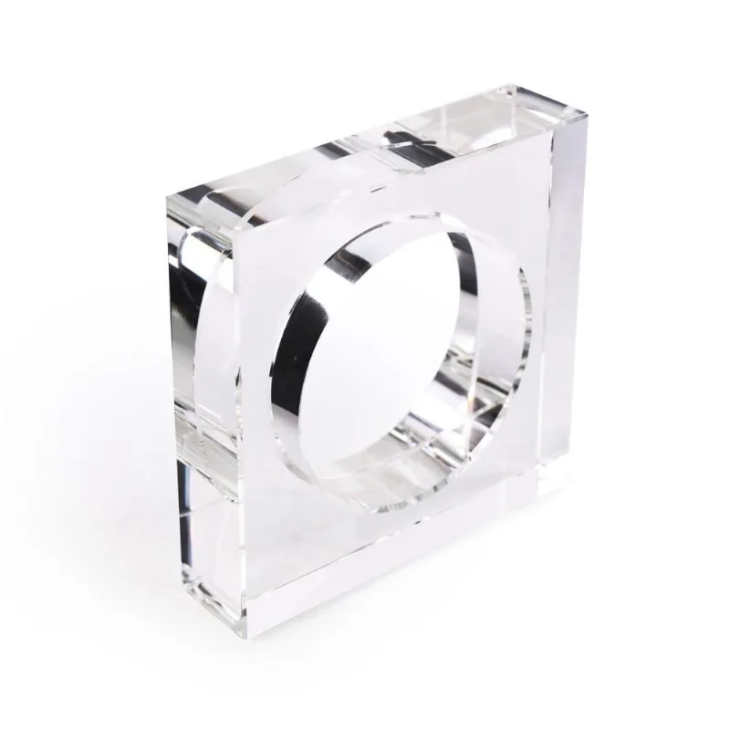 Escultura circulo em cristal decorativa incolor 3X12X12CM