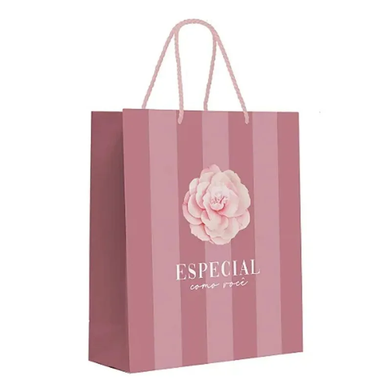 Kit Sacola De Papel Premium Camélia P 23x19x10cm - 10 Un