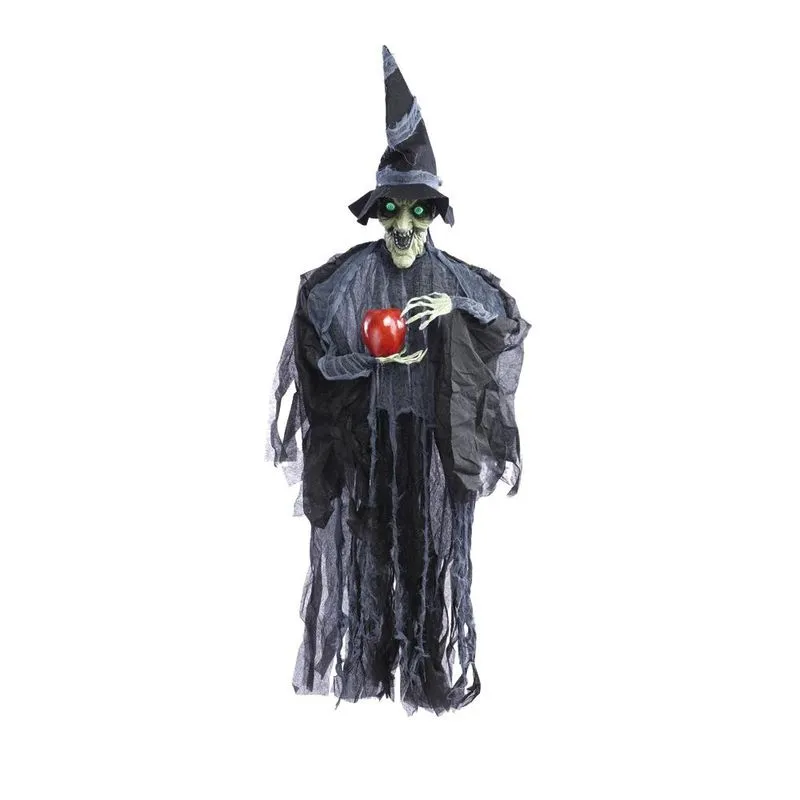 Bruxa com maca brena com luz E som 110CM halloween