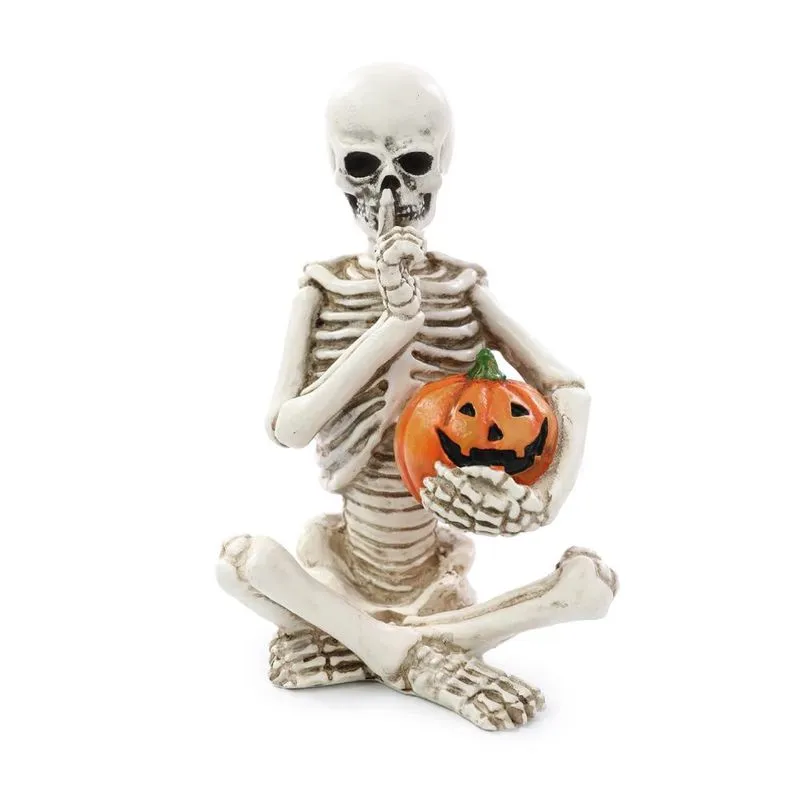 Enfeite esqueleto mustafa decor de resina C/1 un halloween
