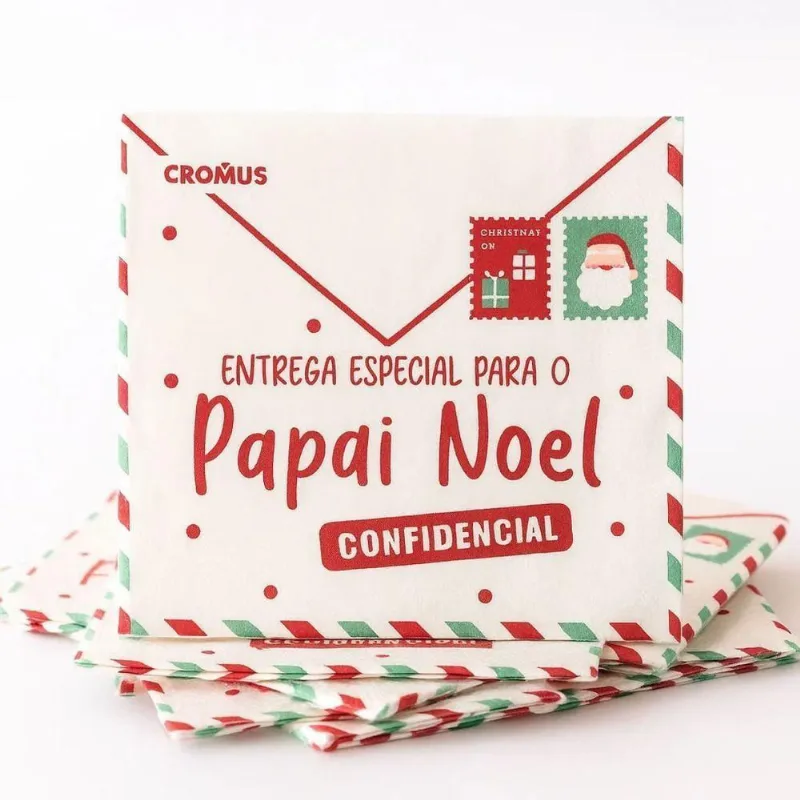 Guardanapo De Papel Estampado Carta Papai Noel De Natal - 20 Un