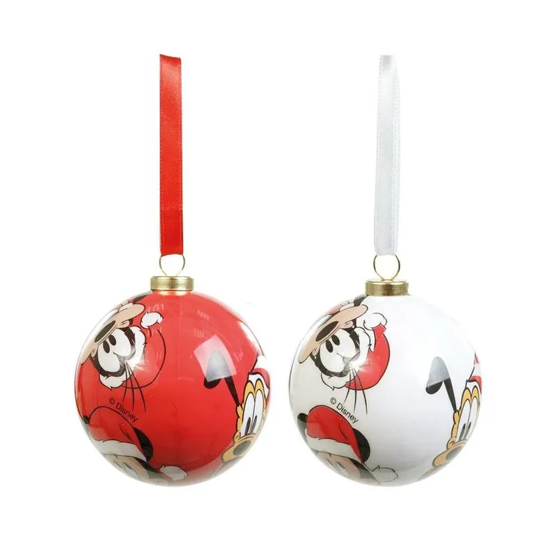 Jogo 6 bolas natalinas mickey pateta E pluto 6CM disney