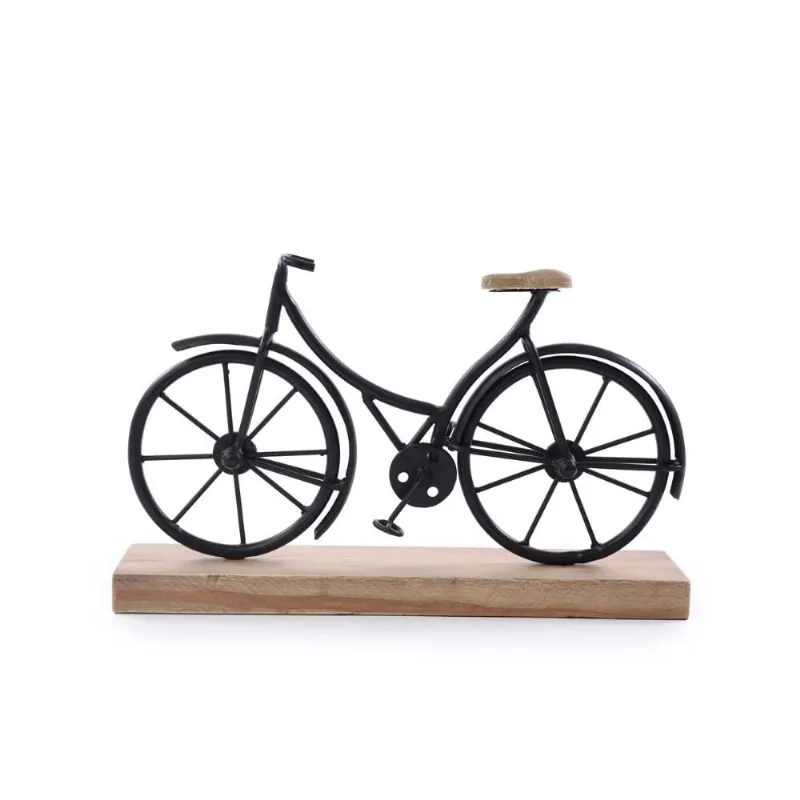 Escultura decorativa bicicleta madeira nat 5X26X16CM