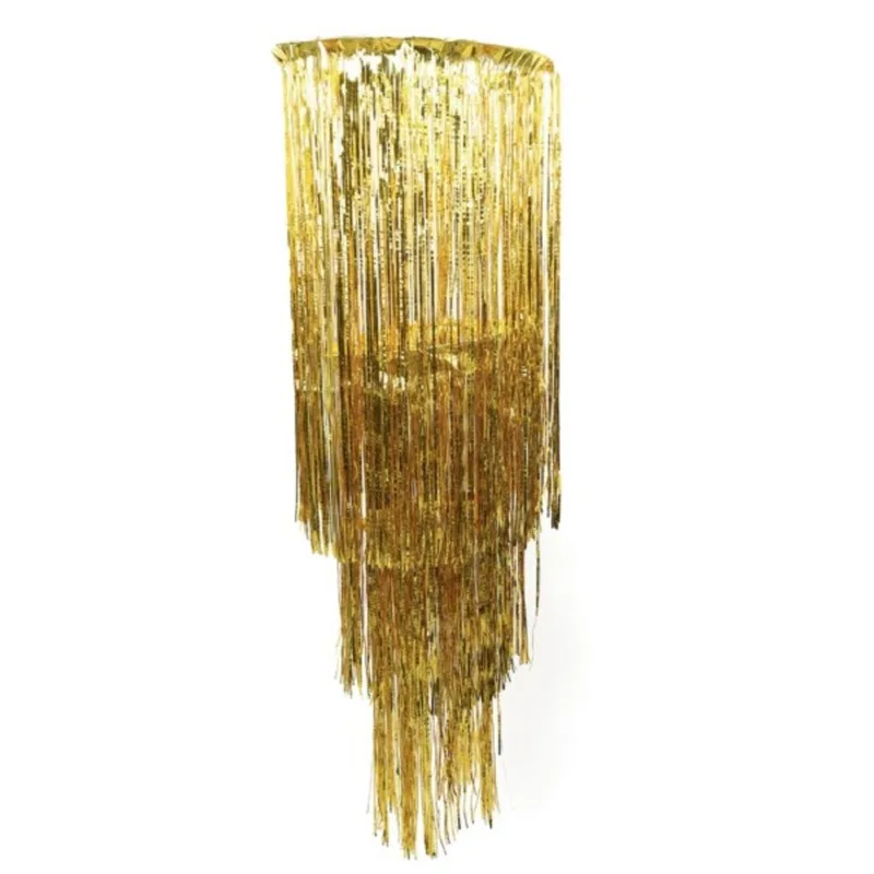 Lustre De Decoração Metalizado Dourado Cromus 40x125cm