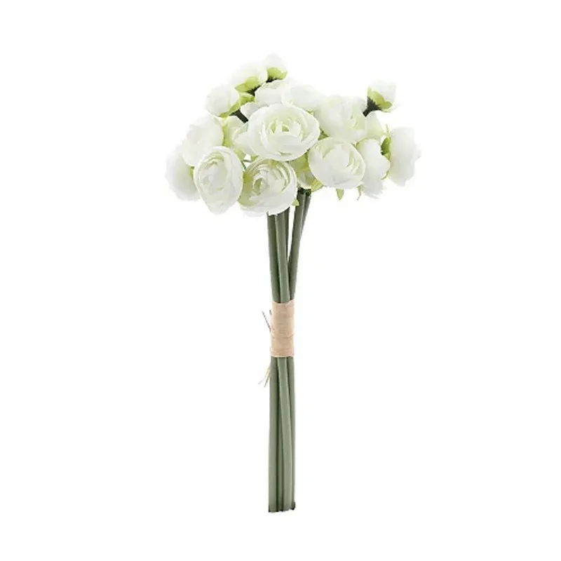 Flores Decorativas Permanentes - Ramalhete De Mini Rosas X19 32cm Branco - 1 Ramalhete
