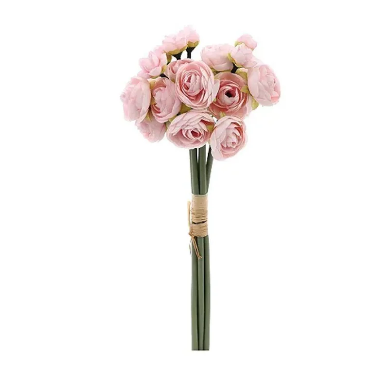 Flores Decorativas Permanentes - Mini Rosas X19 32cm Rosa Claro - 1 Ramalhete