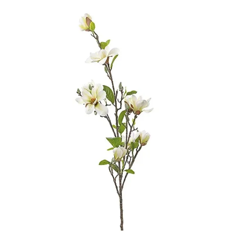 Flores Decorativas Permanentes - Magnólias X8 1,32 Metros Branco - 1 Haste