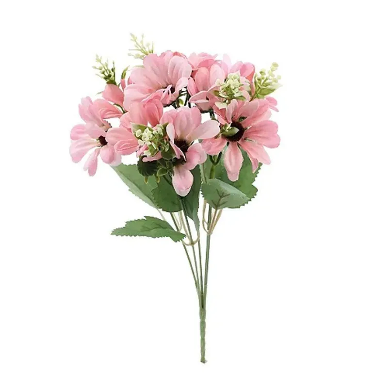 Flores Decorativas Permanentes - Margarida X6 30cm Rosa Claro - 1 Buquê