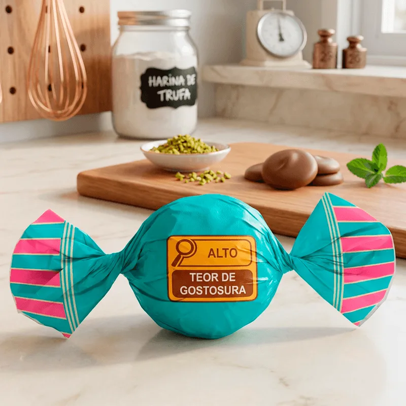 Embalagem Para Trufas e Bombons Teor de Gostosura 14,5X15,5cm 100 Unidades CROMUS EMB ALUM P.TRUFA TEOR DE GOSTOS 14,5X15,5CM 100UN 12500268 C