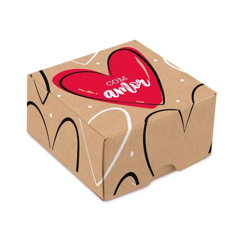 Mini Caixa Quadrada com Amor 6 x 6,5 x 3,5 Cromus Mini Caixa Quadrada com Amor Cromus