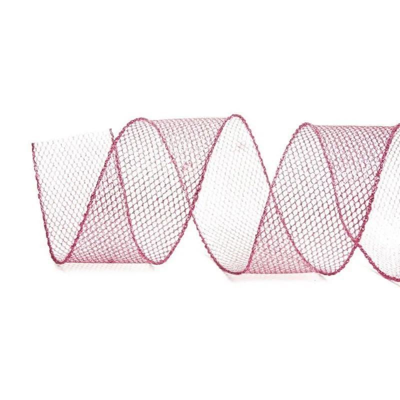 Fita Natal Para Laço 6,3Cmx9,14M Rede 1 Unidade Cor Rosa
