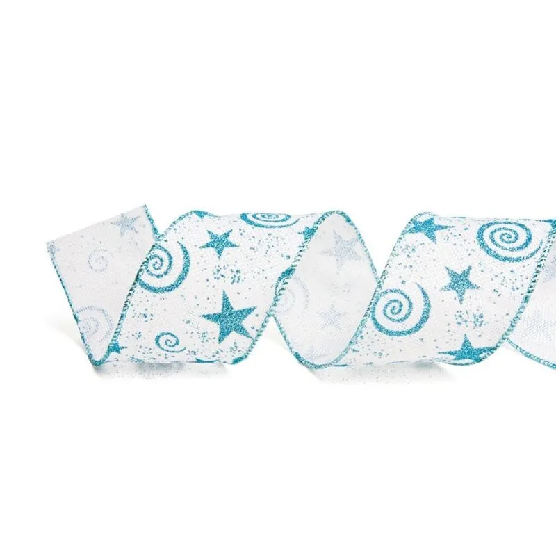 Fita Natal P/Laço 6,3Cmx9,14M Caracol Estrelas Branco
