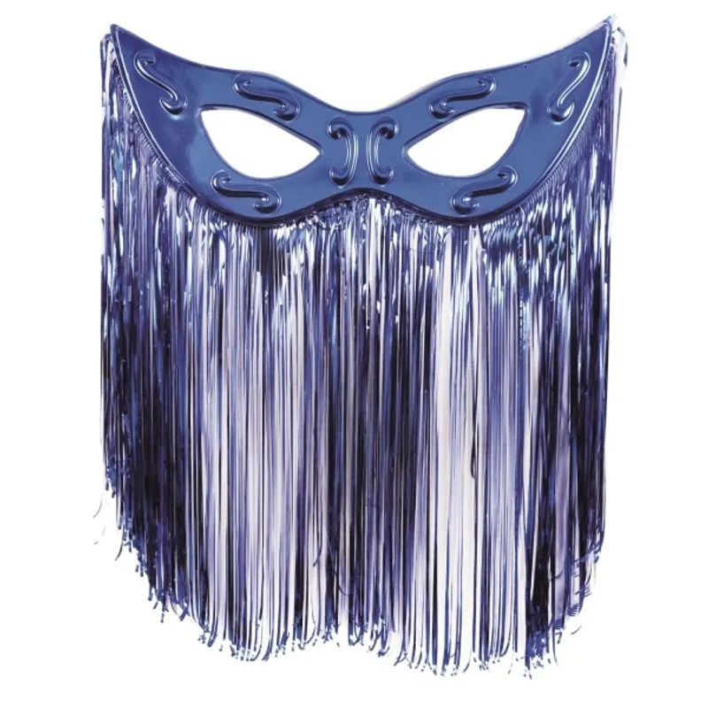 Decoração De Máscara Grande Cromus Com Cortina Azul