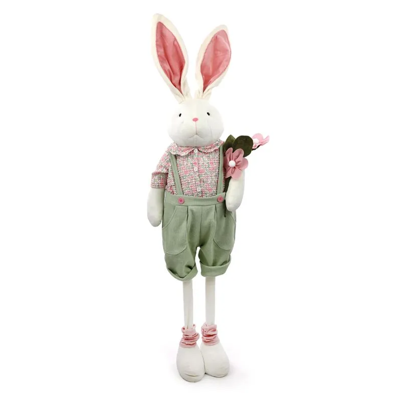 Coelho Decorativo Retratil C/1 Un Rosa/verde