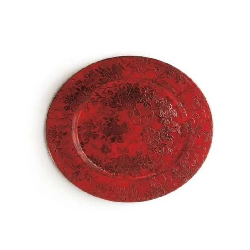 Sousplat com Flores Vermelho (Souplats) - 1 Unidade