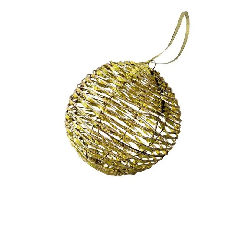 Bola Decorativa De Natal Bola Aramada Vazada 25cm Dourado Cromus