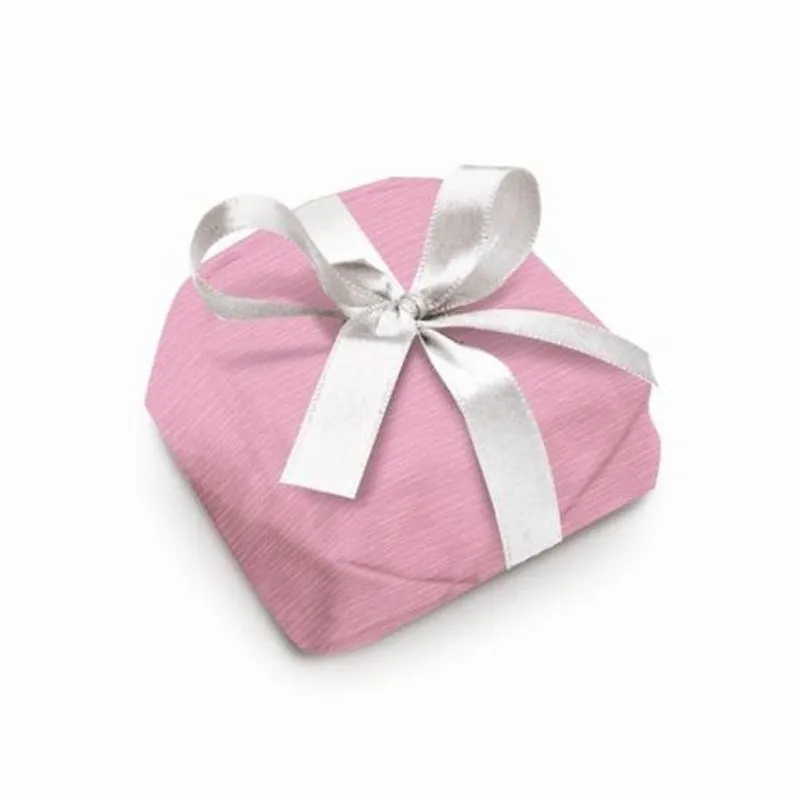 Bem Casado Papel Crepom Rosa Colorido com Fita Branca 16x16 - Pacote com 40 Unidades