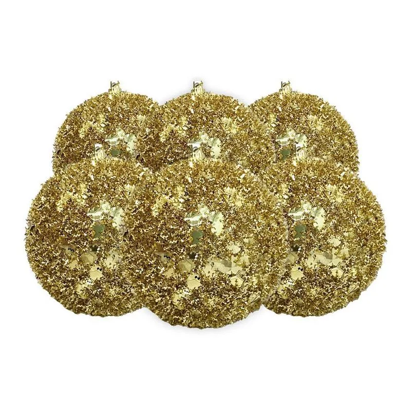 Kit De Bolas De Natal 8cm Ouro Açúcarado Com 6und Cromus