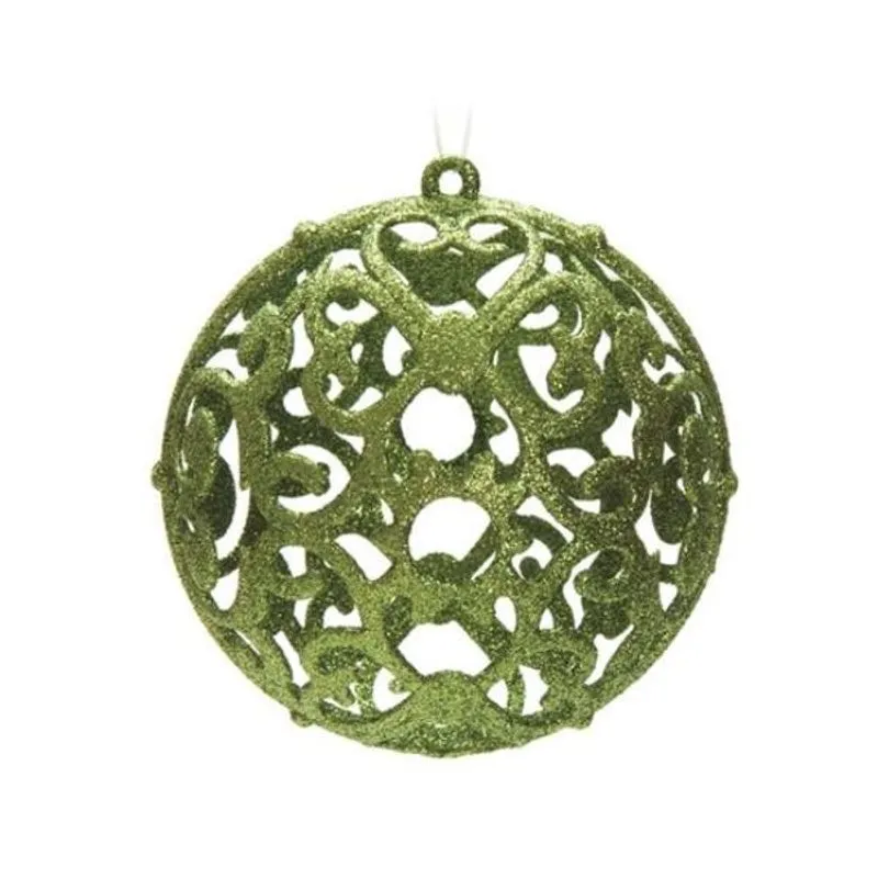 Bola Vazada com Arabesco Verde Claro 10 cm