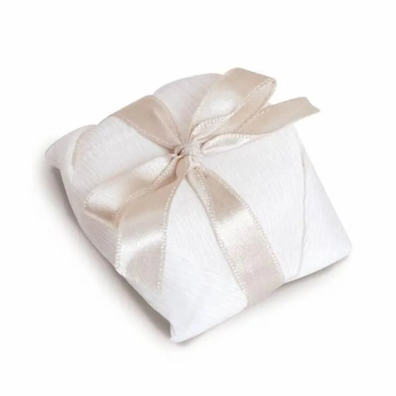 Cromus Casamento Clássico - Bem Casado Crepom Branco Fita Marfim 20 unidades