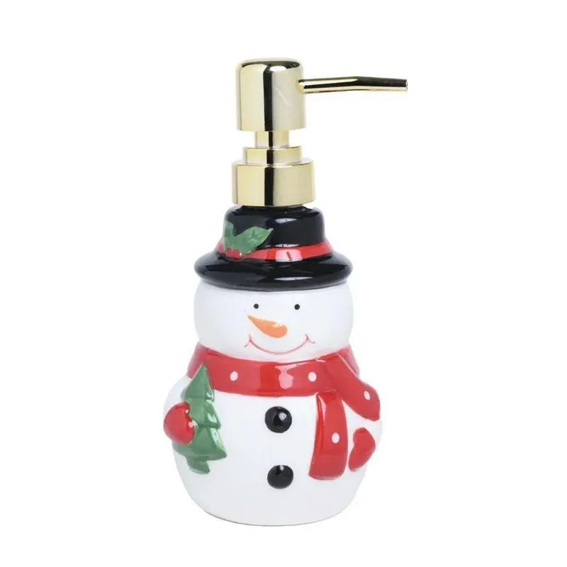 Saboneteira Natalina Dispenser Boneco De Neve 18,5cm Cromus