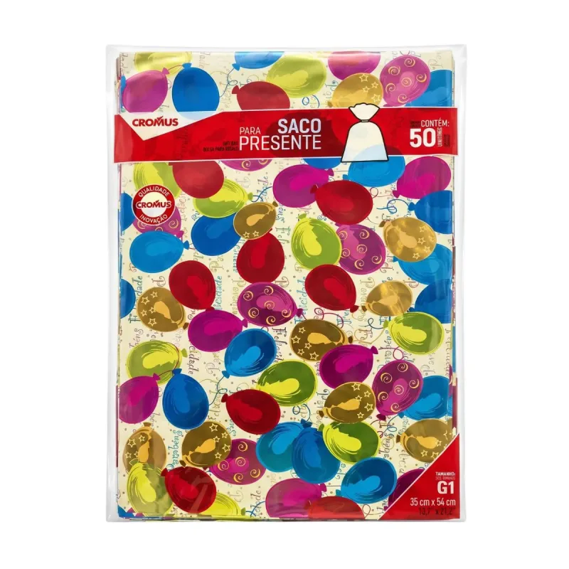 Saco Presente Cromus 35x54cm G1 Balone com 50 Unidades