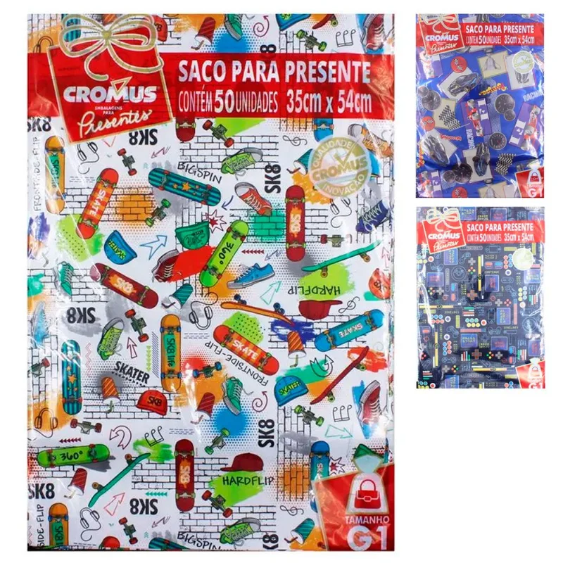 Saco De Presente 35x54cm 50 Unidades Cromus Embalagem