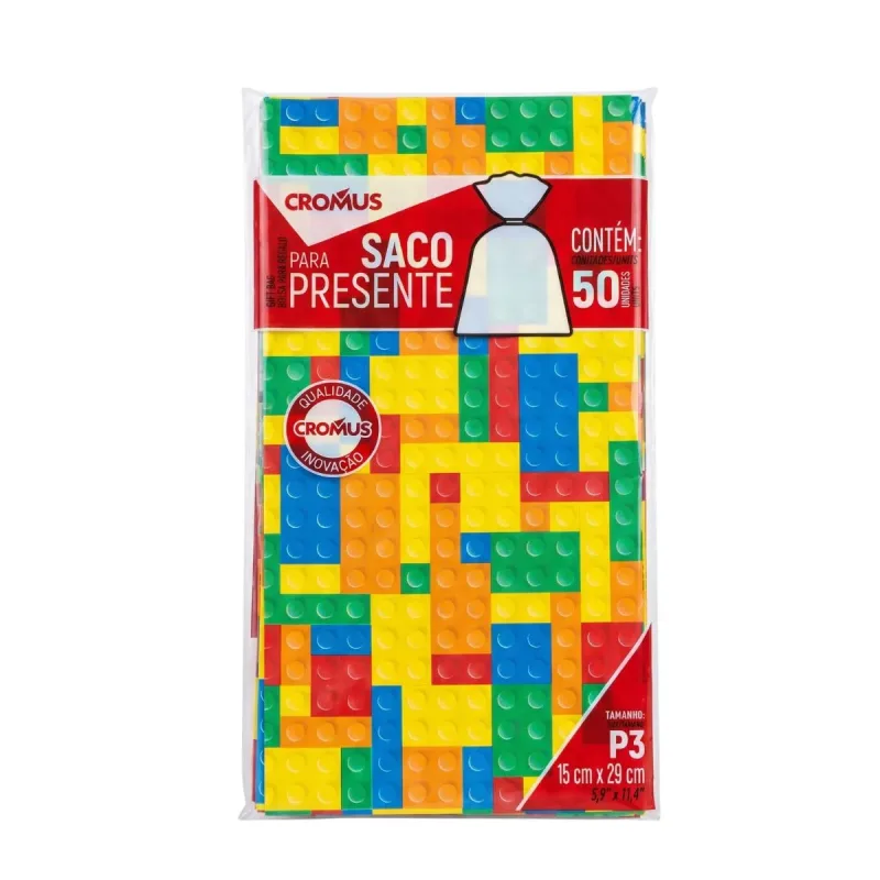 Saco Presente Cromus 15x29cm P3 Blocos com 50 Unidades