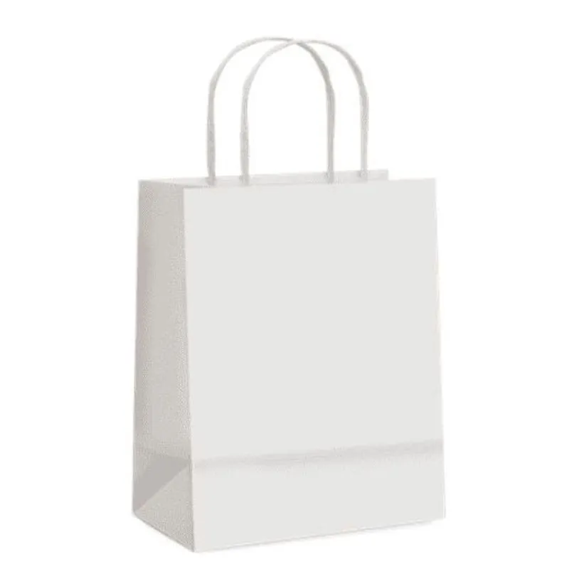 Sacola de papel - branca - tamanho M - 26 x 19,5 x 9,5 cm - Pacote com 10 unidades