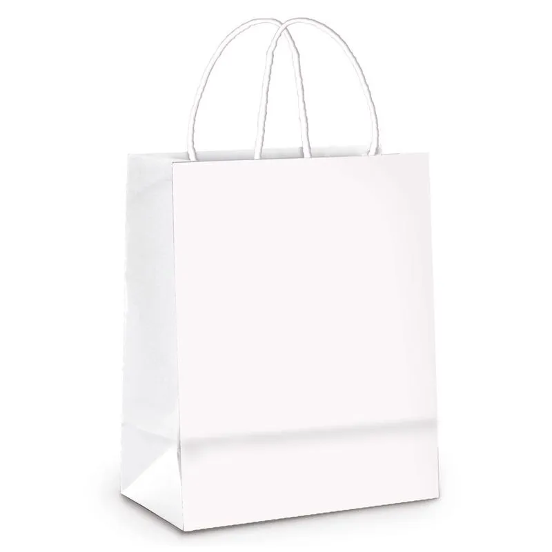 Sacola de Papel 21,5x15x8cm Branca (1000014) com 50 un CROMUS