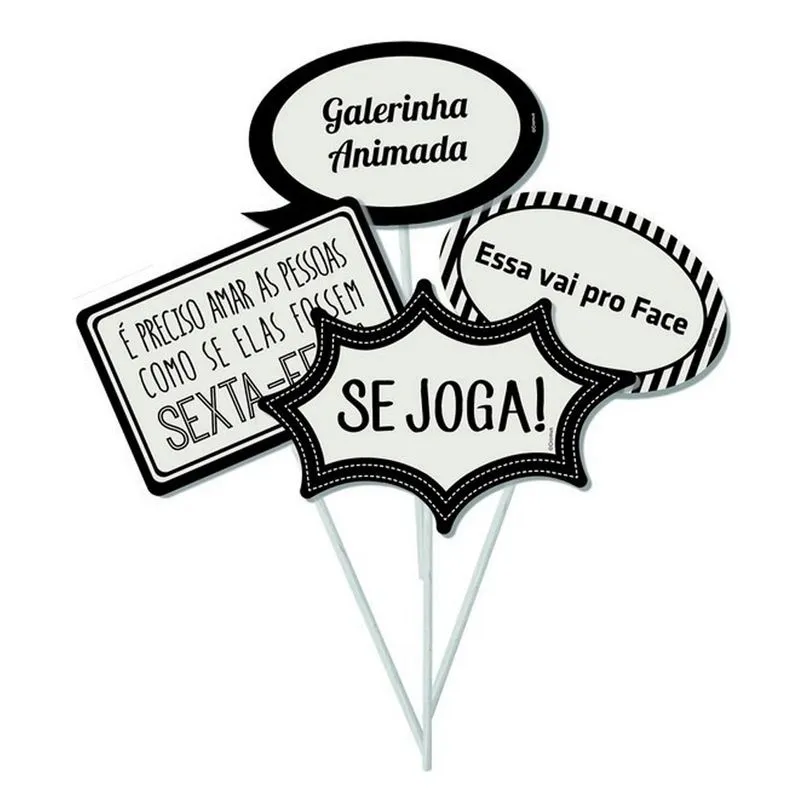 Plaquinhas Frases Divertidas para Festas 8 Unidades Cromus
