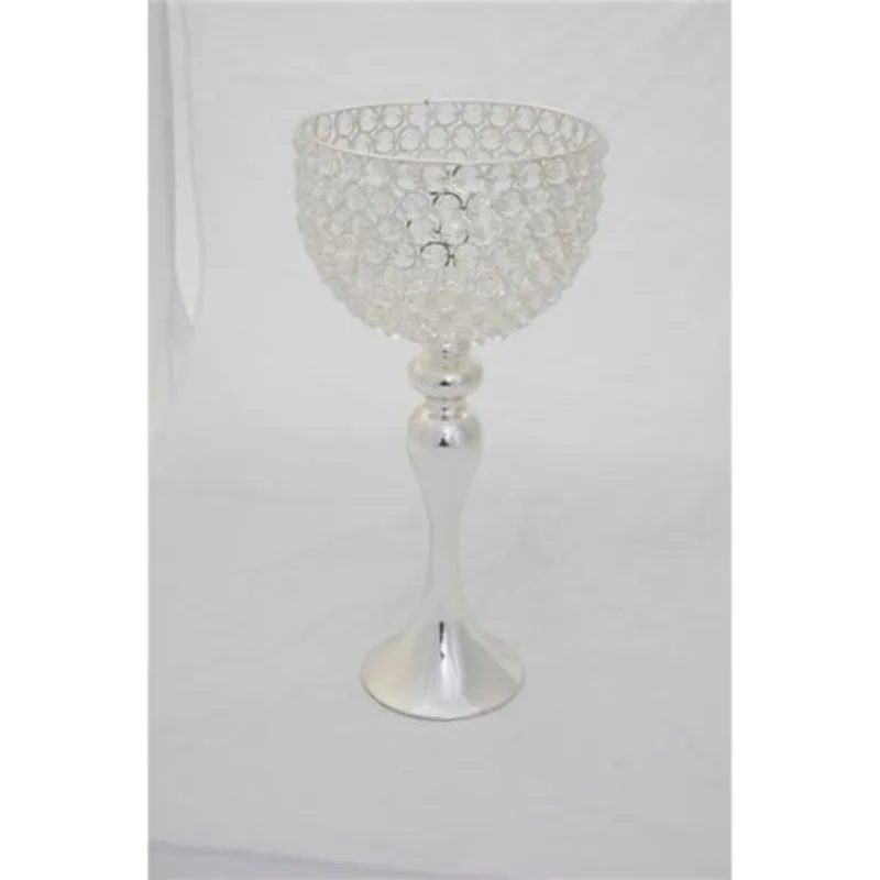 Castiçal em Metal Prata, 43,5cm
