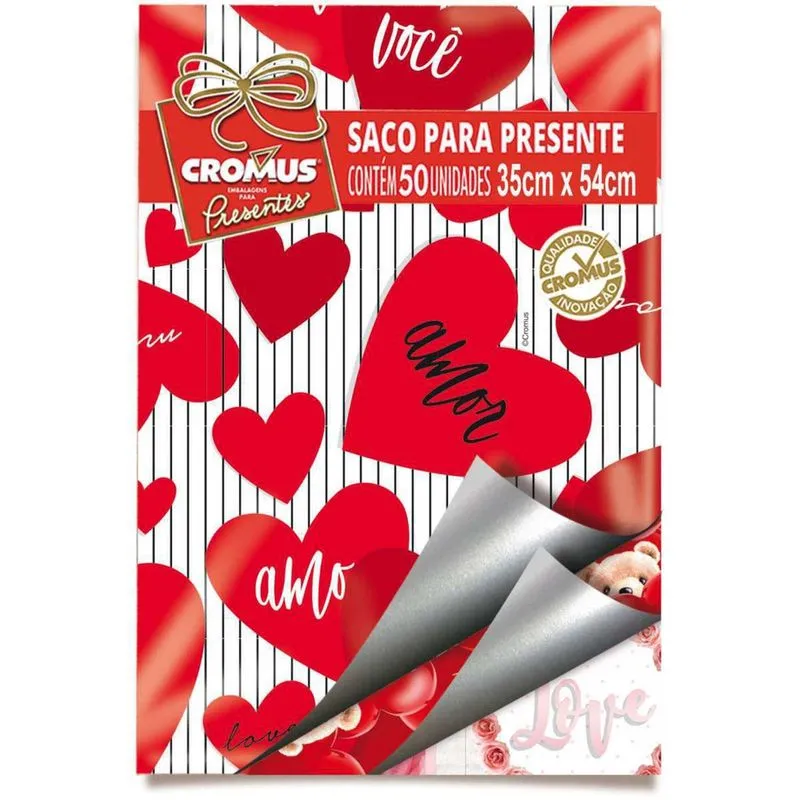 Saco Metalizado 30X45Cm Romântico Sortidos Pacote Com 50