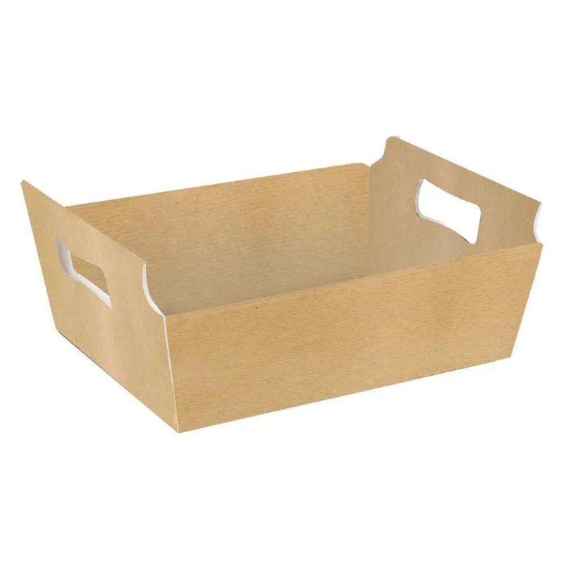 Cesta Presente 18x13x7,5cm Papel Cartão Kraft Pardo Tam P