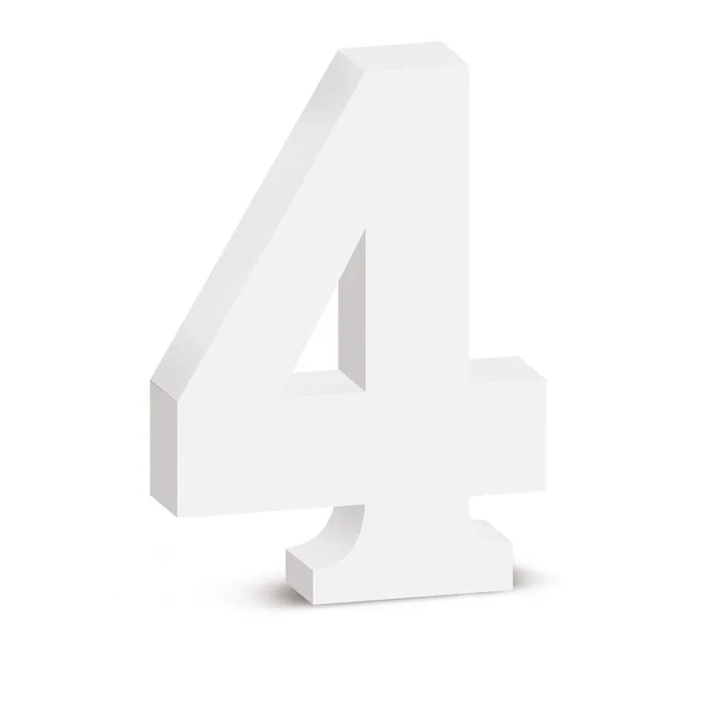 Numero 4 Madeira 15Cm Branco