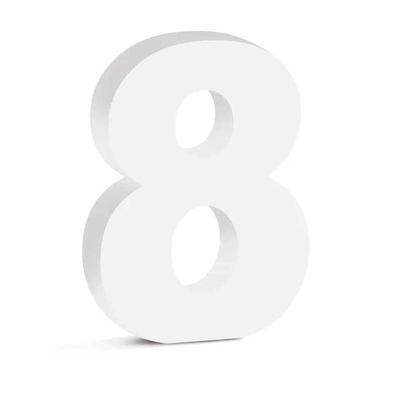 Numero 8 Madeira 15Cm Branco