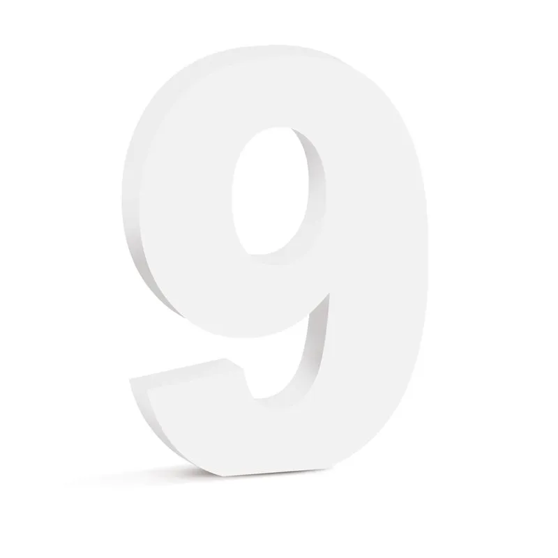 Numero 9 Madeira 15Cm Branco