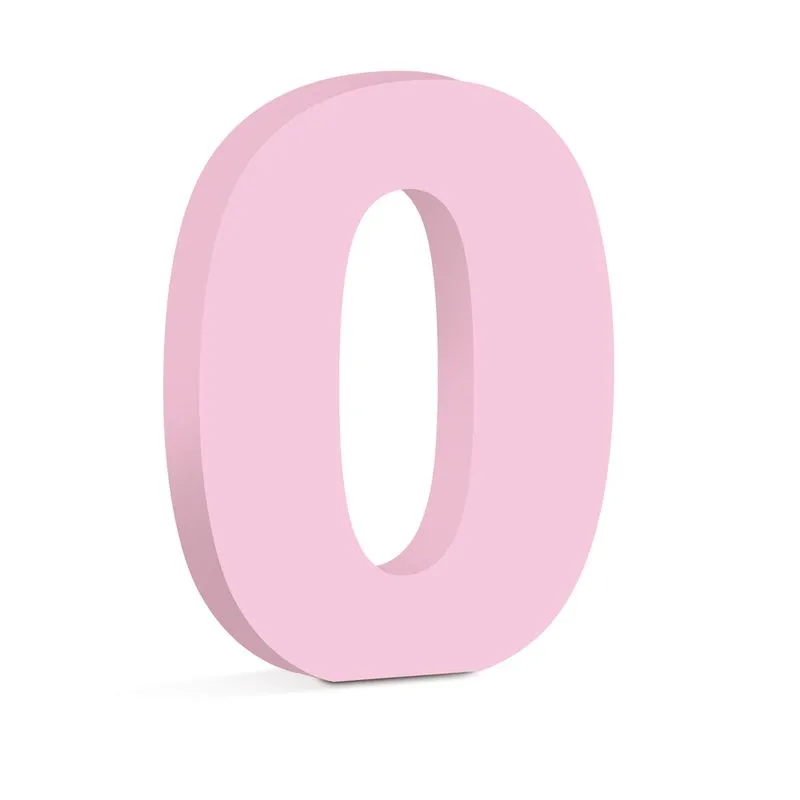 Numero 0 Madeira 15Cm Rosa Claro