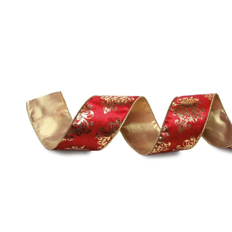 Fita Natal P/Laço 3,8Cmx9,14M Arabesco Veludo Vermelho